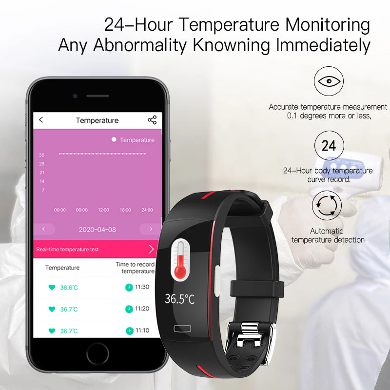 P3A Thermometer PPG ECG HRV BMP Breath Rate Smart Bracelet Watch Blood Pressure Measurement Wristband Fitness Activity Tracker