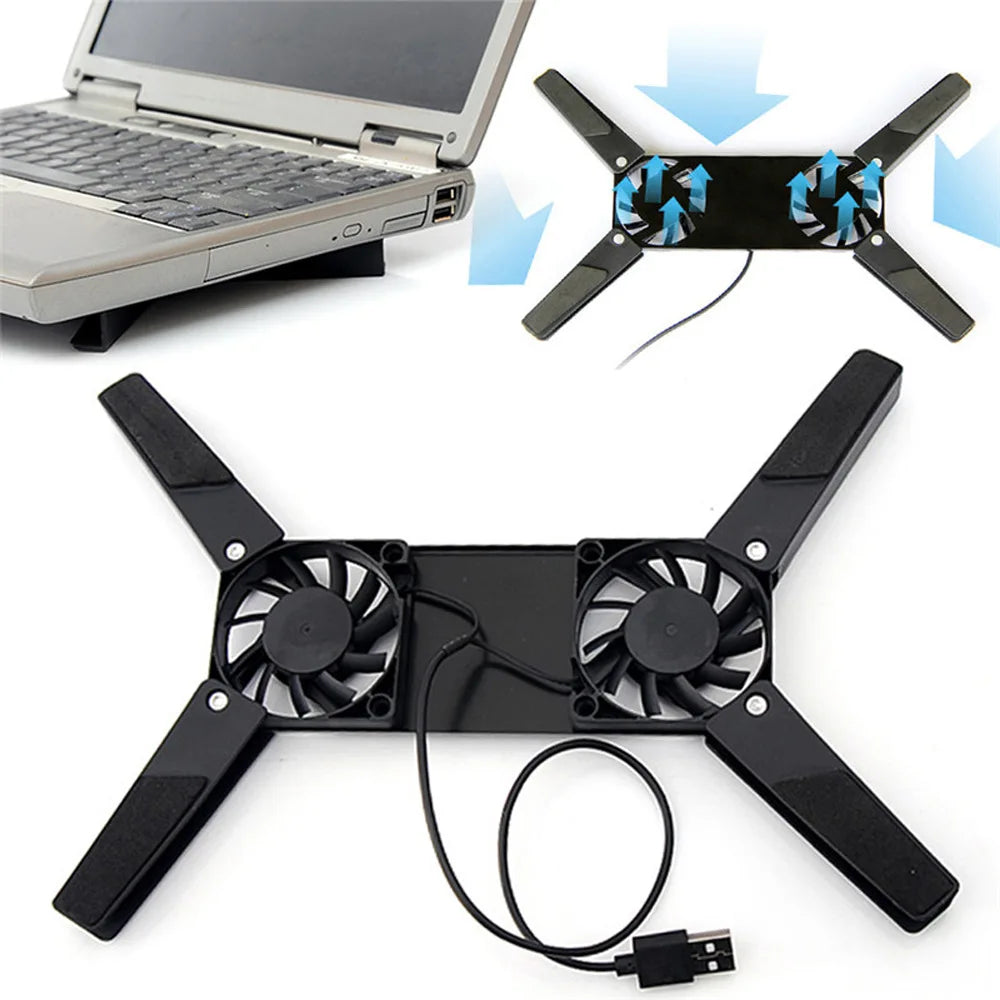 Laptop Stand with Dual Cooling Fans - Foldable Support Rack