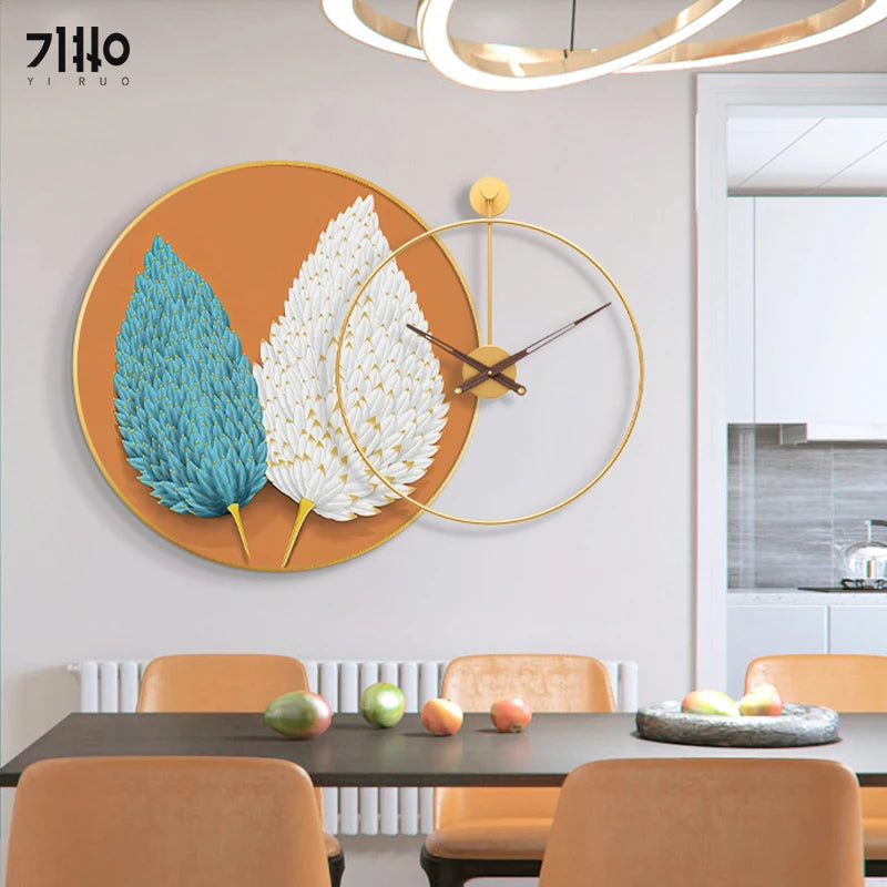 TT Restaurant Decoration Painting Home Entrance Painting Modern Minimalist Living Room Sofa Background Wall Clock Combined Mural