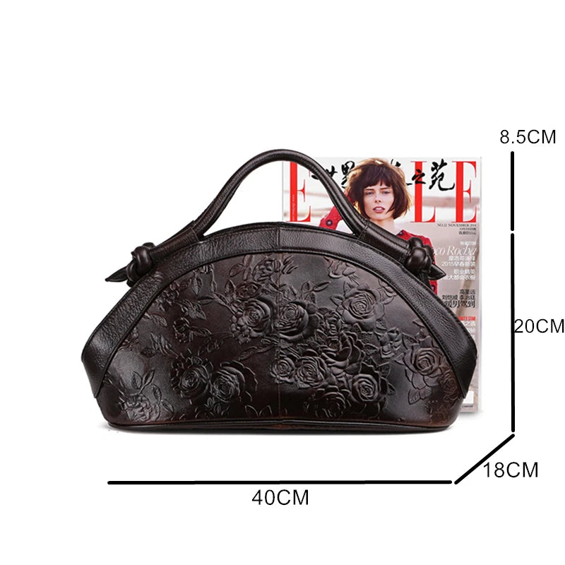 MOTAORA Women's Shoulder Bag Luxury Genuine Leather Handbag Female 2023 New Oil Wax Cowhide Bag Ladies Retro Embossed Women Bag