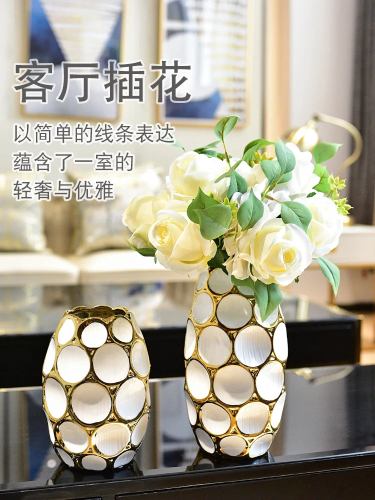 Modern light luxury vase living room flower arrangement European creative ceramic dried flower decoration simulation floral