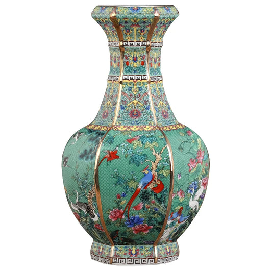 Jingdezhen Porcelain Vase Porch Ornaments Antique Official Enamel Porcelain Antique Collection Square Vase