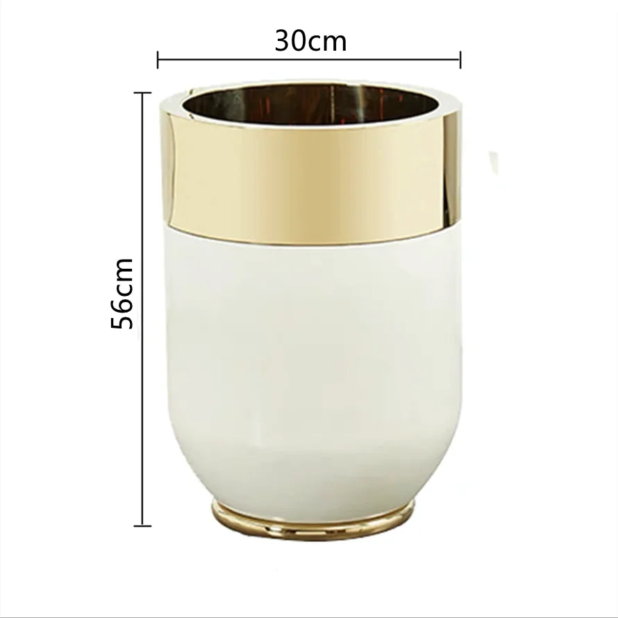 Home Decor Stainless Steel Floor Vase Light Luxury Balcony Living Room Decoration Metal Electroplating Large Flowerpot