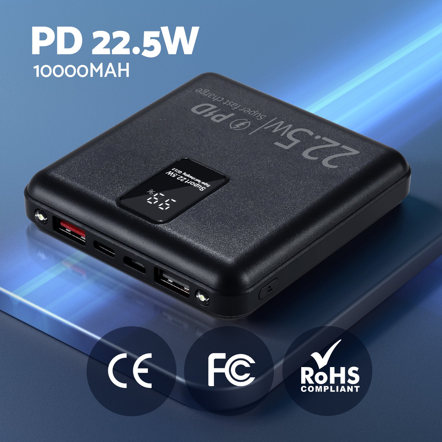 10000mAh Portable Power Bank PD22.5W Quick Charging Fast Charger for Phone Black-3