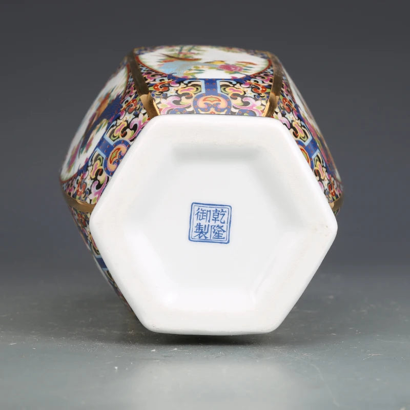 Jingdezhen Porcelain Vase Porch Ornaments Antique Official Enamel Porcelain Antique Collection Square Vase