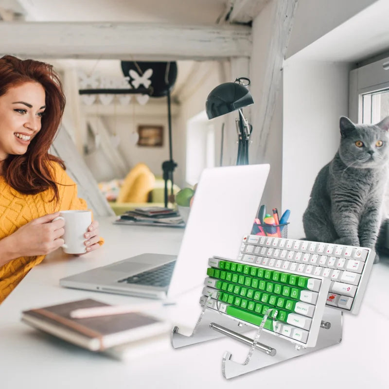 3-Tier Transparent Acrylic Keyboard Stand for Laptops & Mechanical Keyboards