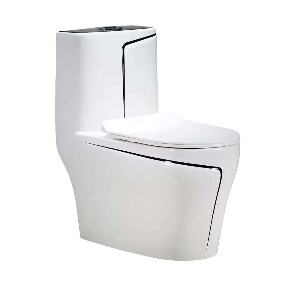 Sanitarios Inodoros Wc Gold Line Design Bathroom Ceramic One-Piece Gold White Colored Toilets Bowl