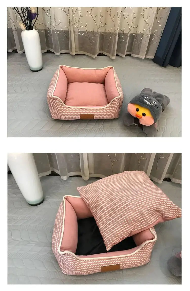 Breathable Cotton Square Cat Bed Washable Soft Dog Cushion Puppy Kennel Cat Sleeping Bed Nest Pet Mattresses House Accessories