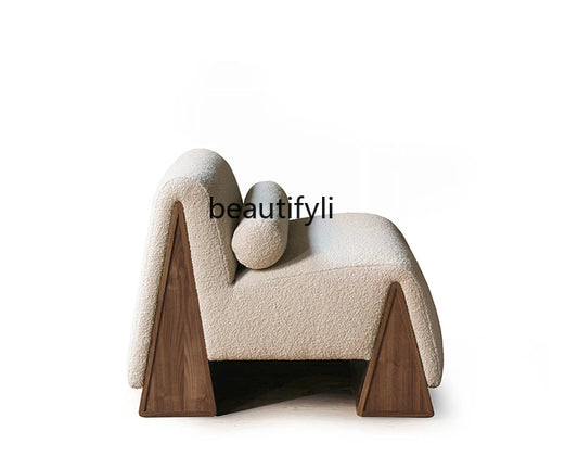 Nordic Minimalism Solid Wood Single Sofa Living Room Fabric Craft Lazy Balcony Leisure Designer Sofa Armchair furniture