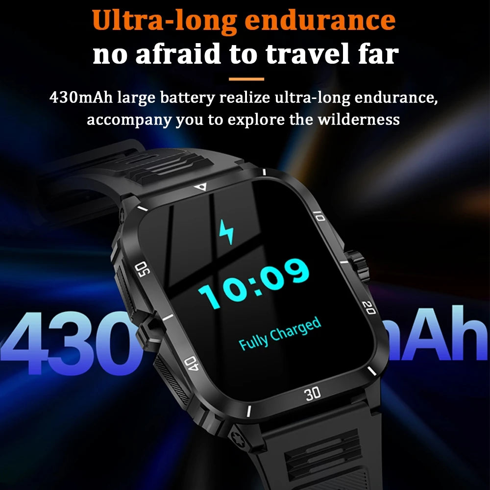 3ATM Waterproof GPS Military Smart Watch Men For Android IOS Ftiness  Waterproof Watch 2.0'AI Voice Bluetooth Call Smart Watch