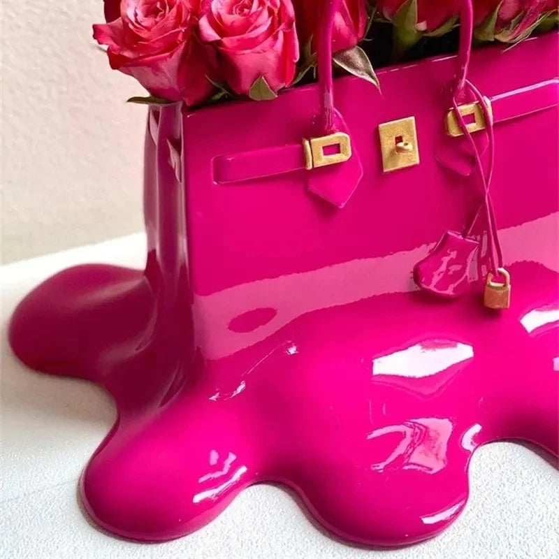 high quality Large Resin Flowers Vase Bag Home Decor aesthetic room decor Wedding desk Ornament Living Room Big Bag Vase Luxury