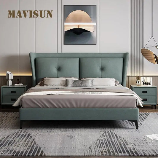 Modern Minimalist Double Technology Fabric Bed Master Bedroom Upholstered Platform Bed 1.8 Meters High-End Bedroom Furniture