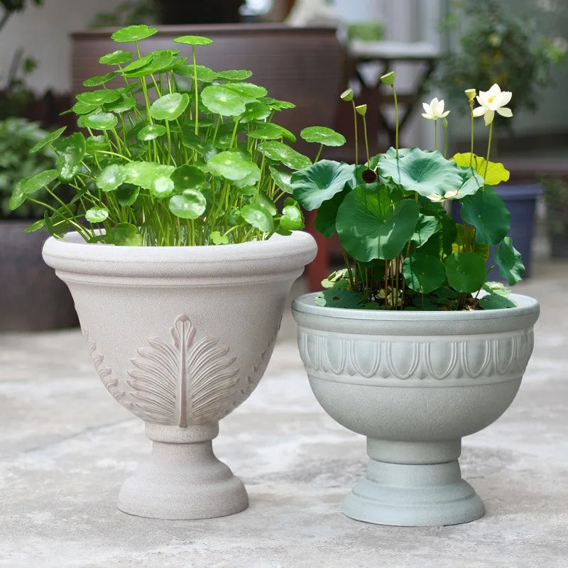 46cm Wide Large Size Retro Style Make Old Flower Pot Thickening Plastic Resin Courtyard Plant Flower Pot Balcony Courtyard Vases