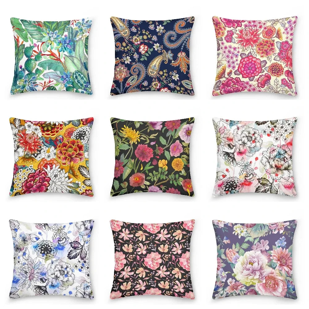 Sofa Upholstery Pillowcase Flower  Cushion Cover