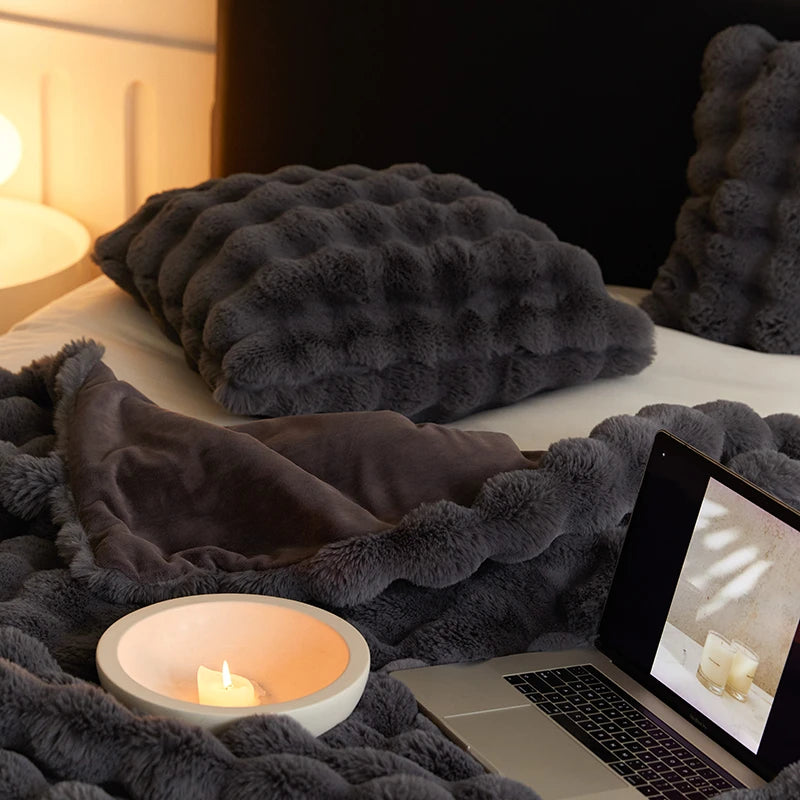 Enjoy The Ultimate Comfort and Warmth with Toscana Rabbit Fur Blanket - Ideal for Naps and Covers Throw Blanket for Beds