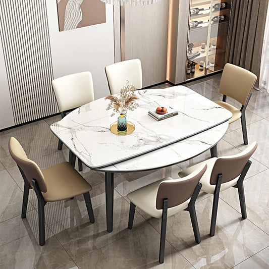 Extendable Party Dining Table Living Room Luxury Modern Round Dinner Table Restaurant Center Big Mesas De Comedor Home Furniture