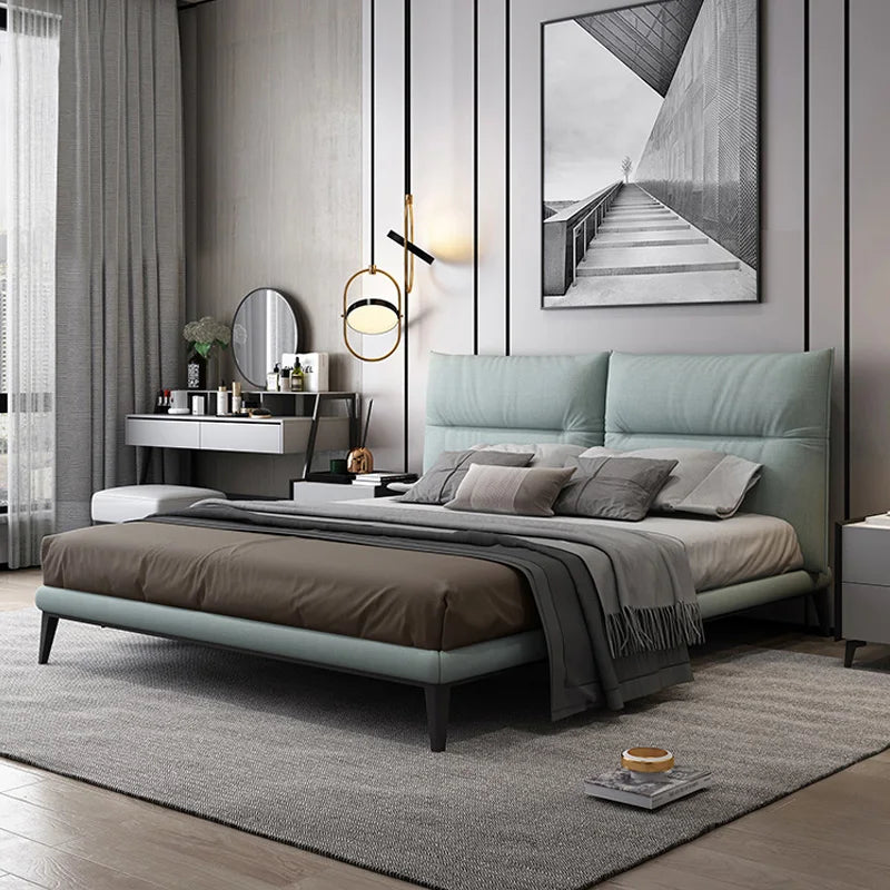 Modern Minimalist King/Queen Bed Light Luxury Technology Cloth Bed with Soft Headboard and Bedside Table Bedroom Furniture