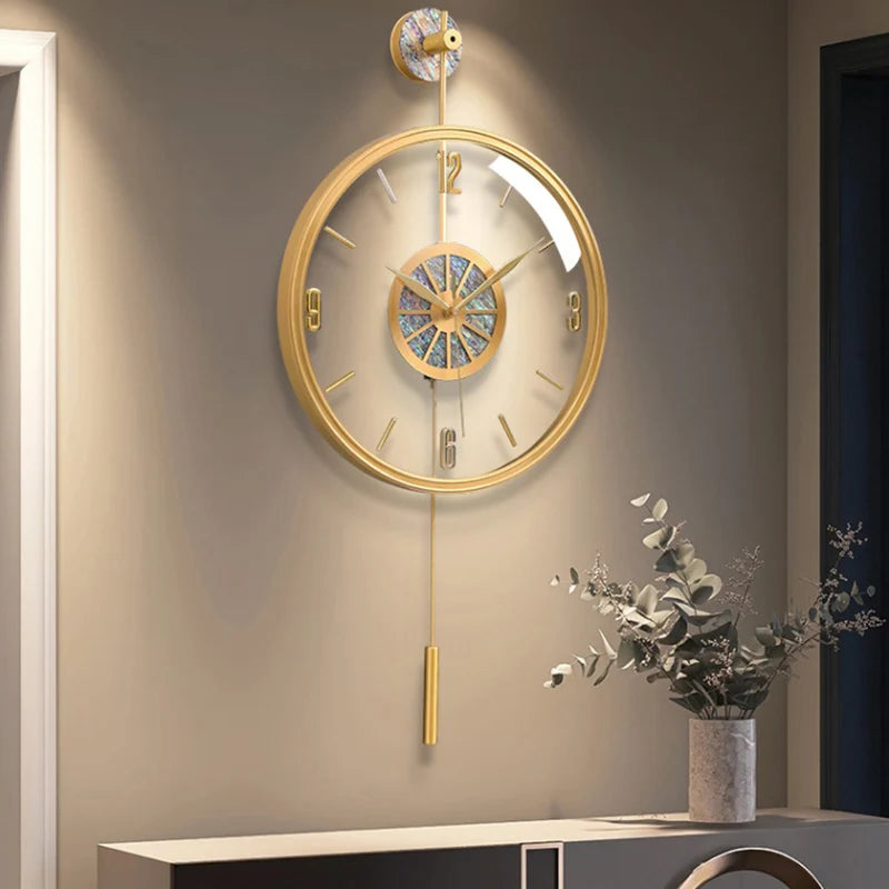 Pendulum Silent Battery Wall Clocks Modern Living Room Minimalist Metal Wall Clock Nordic Gold Orologio Da Parete Home Decor