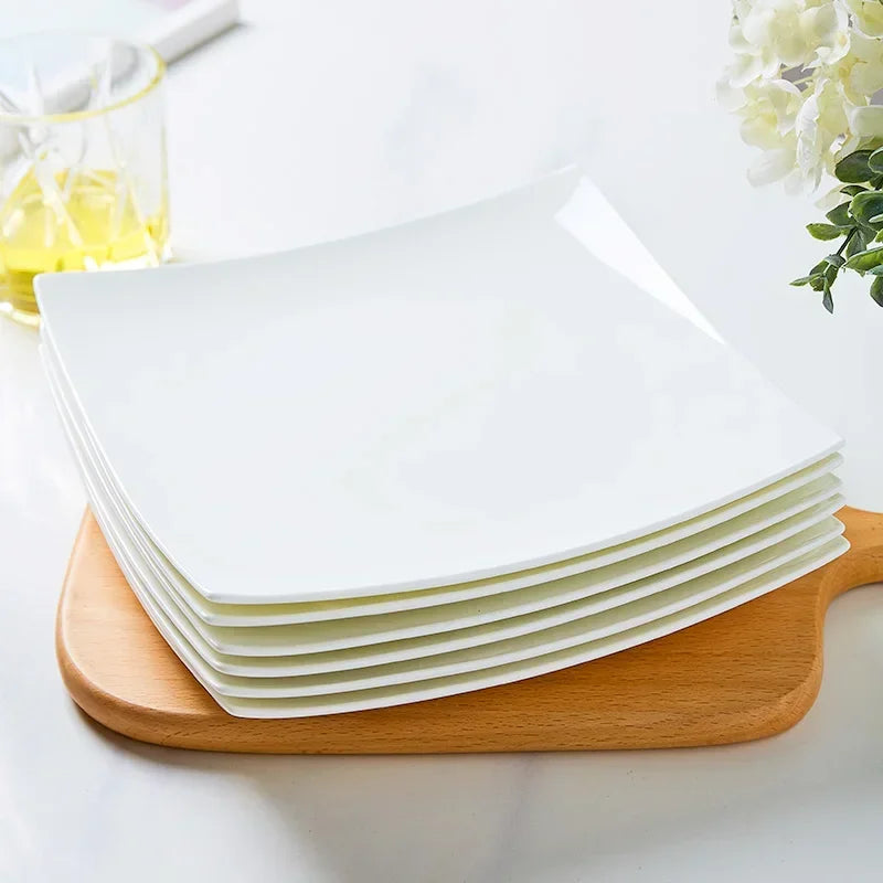 Porcelain Tableware Dishes Dinner Plates Set Luxury Table Plates Home Camping Square Backgrounds  Kitchen Utensils