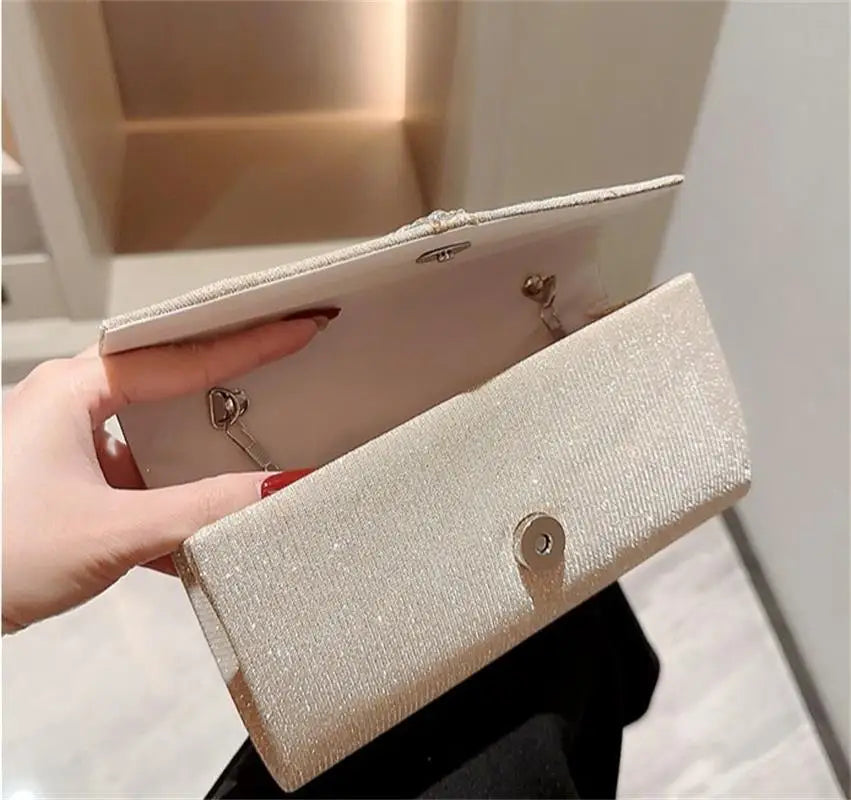 Fashion Luxury Clutch Bag for Women's Shiny Rhinestone Envelope Evening Bag Chain Shoulder Bag Purse Lady Wedding Party Handbag