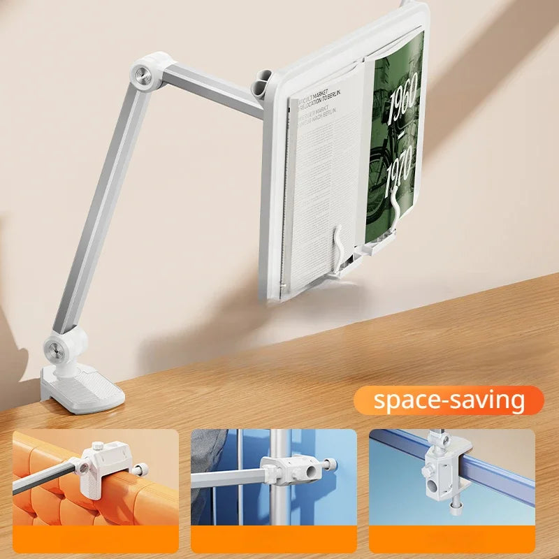 Eary Book Stand for Reading Adjustable Book Holder with 360°Rotating Clamp Desktop Reading Holder for Tablet Laptop Textbook