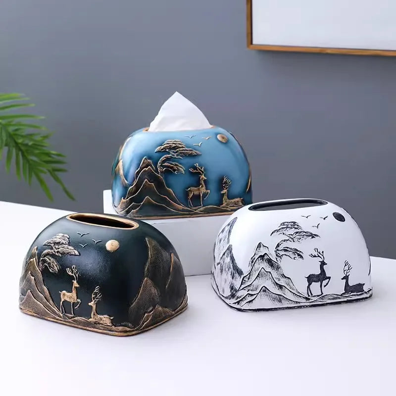 Tissue Boxes Household Decoration Light Luxury Modern Simplicity Guest Restaurant Desktop Creative Ceramic Tissue Box Decoration