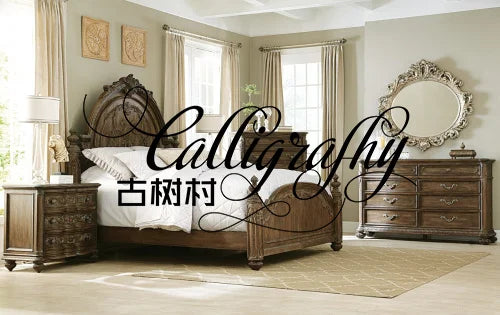 Solid wood carving flower   palace antique old bed  retro princess  master bedroom marriage bed