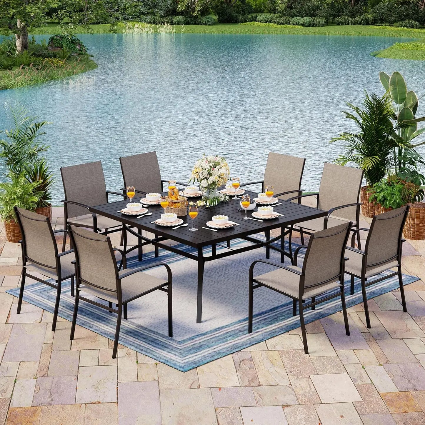 7/9-Piece Patio Dining Set, Outdoor Furniture Set with Textilene Chairs and Dining Table for Deck Garden Backyard Lawn Poolside