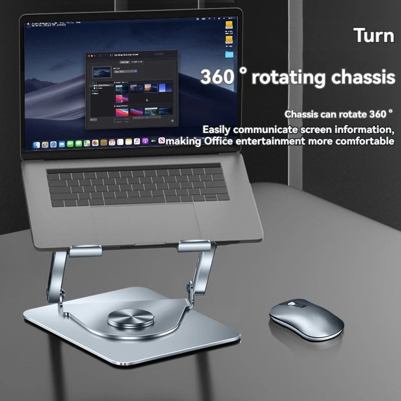 360 Rotating Base Laptop Cooling Stand with Fan, Adjustable Height Laptop Stand for Desk Foldable Laptop Cooling Pad for 10-15