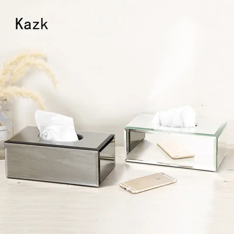 Nordic Crystal Glass Tissue Box Cover Luxury Simplicity Desktop Waterproof Napkin Holder Tissue Boxes Living Room Decoration