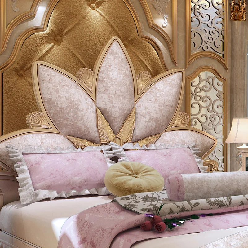 Luxury Wooden Furniture Comfortable Soft King Size Double European Style Bed