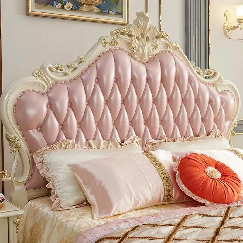 Storage Headboard Bed Double Modern Pink Designer Wood Luxury Bed Frames Queen Sleeping Letto Matrimoniale Home Furniture