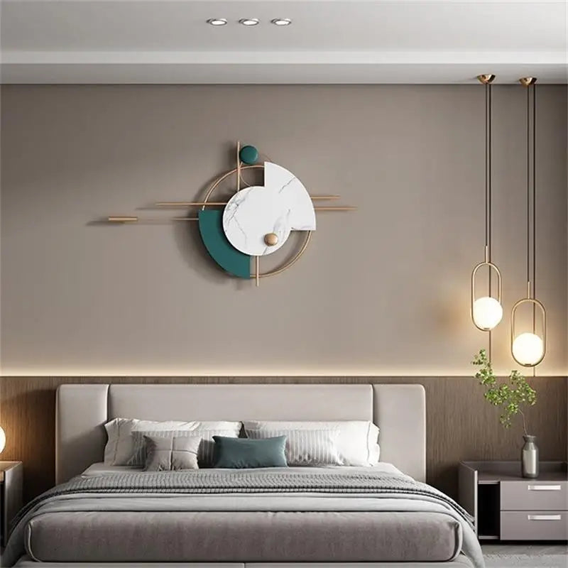 Minimalist Iron Art Wall Clock, Living Room Background Pendant, Modern Simplicity Light, Luxury Porch Wall Decoration, Hanging C