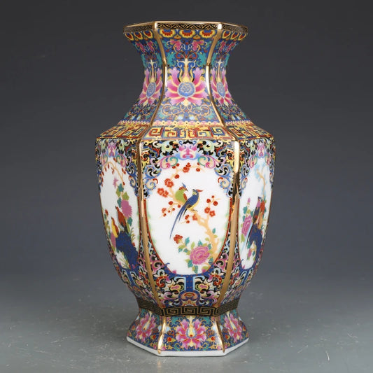 Jingdezhen Porcelain Vase Porch Ornaments Antique Official Enamel Porcelain Antique Collection Square Vase