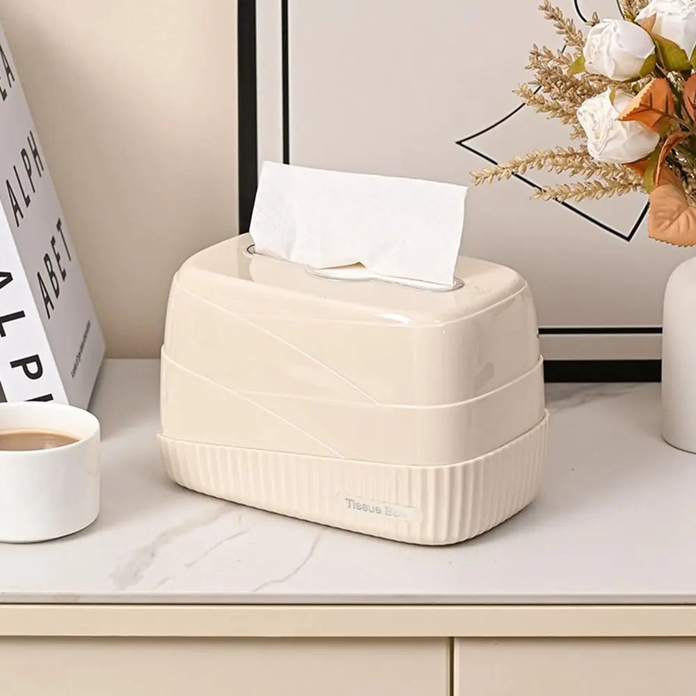 Plastic Luxury Tissue Box Multifunctional Waterproof with Spring Draw Paper Box Automatic Lifting Napkin Holder Bedroom