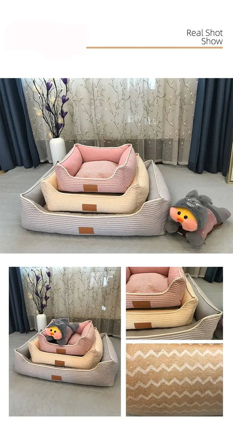 Breathable Cotton Square Cat Bed Washable Soft Dog Cushion Puppy Kennel Cat Sleeping Bed Nest Pet Mattresses House Accessories