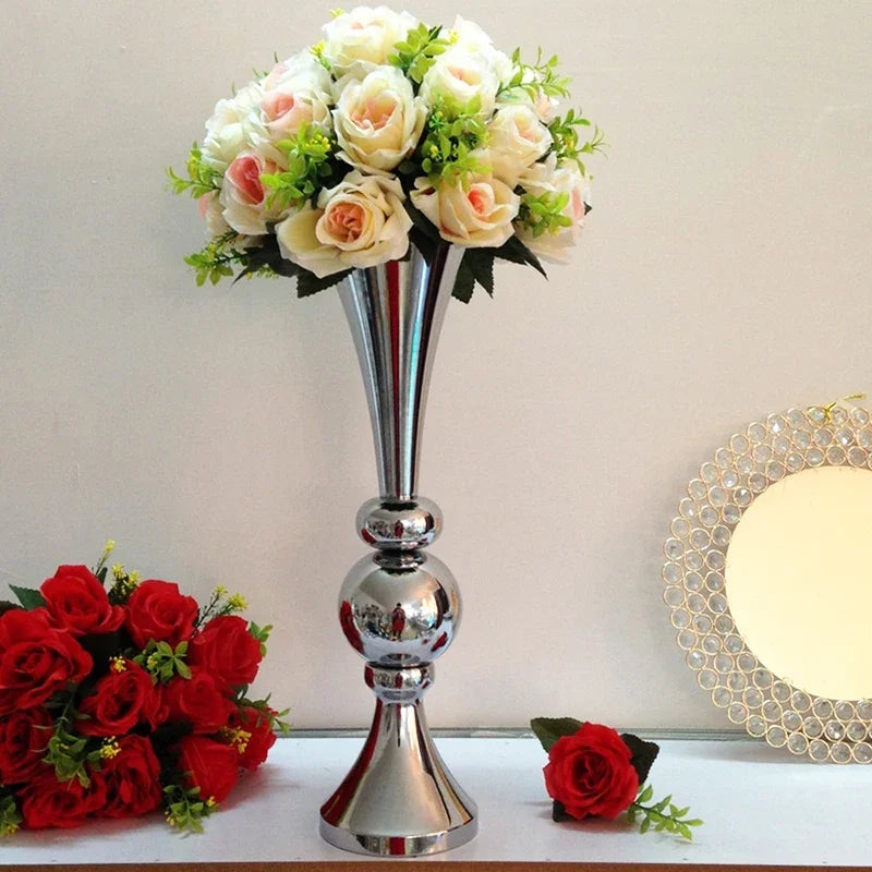 PEANDIM 10pcs/lot Luxury Floor Flower Vase Mariage Table Centerpieces Metal Flowers Stand For Home Wedding Party Decoration