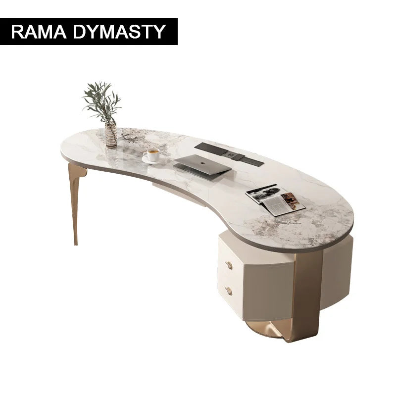 Light Luxury Rock Slab Desk Modern Minimalist High-End Glossy Countertop Small Household Computer Desk