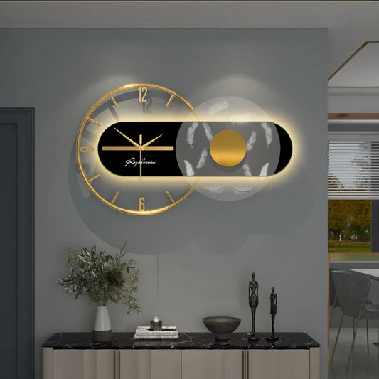 Light Luxury Wall Clock Modern and minimalist living room silent and fashionable wall mounted light clocks