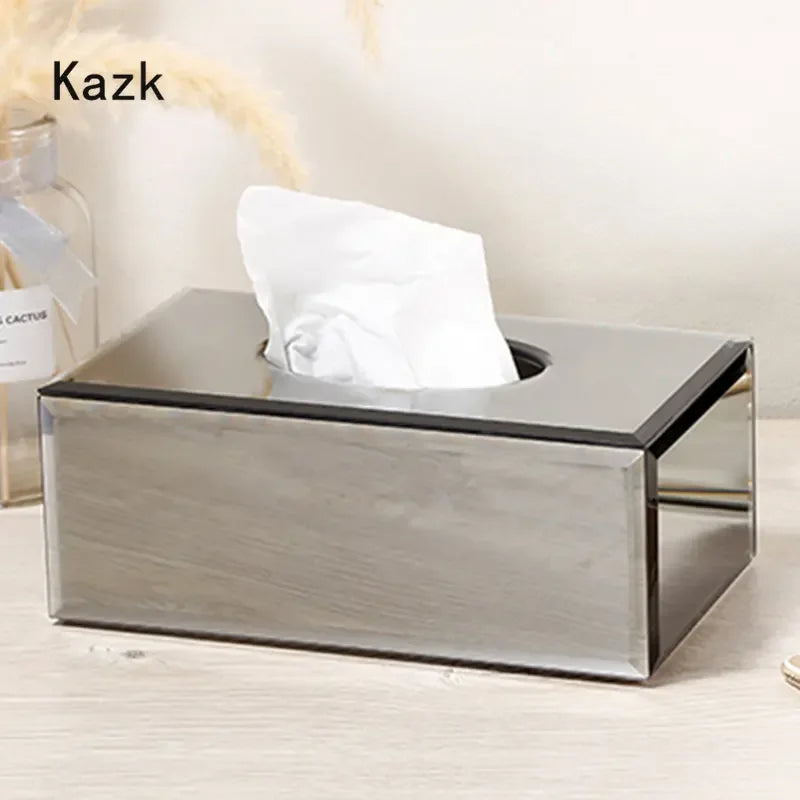 Nordic Crystal Glass Tissue Box Cover Luxury Simplicity Desktop Waterproof Napkin Holder Tissue Boxes Living Room Decoration