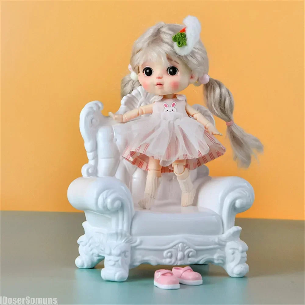 1:12 Mini Sofa Chair with Armchair Dollhouse Sofa Model Miniature Living Room Furniture Pretend Play for Bjd Ob11