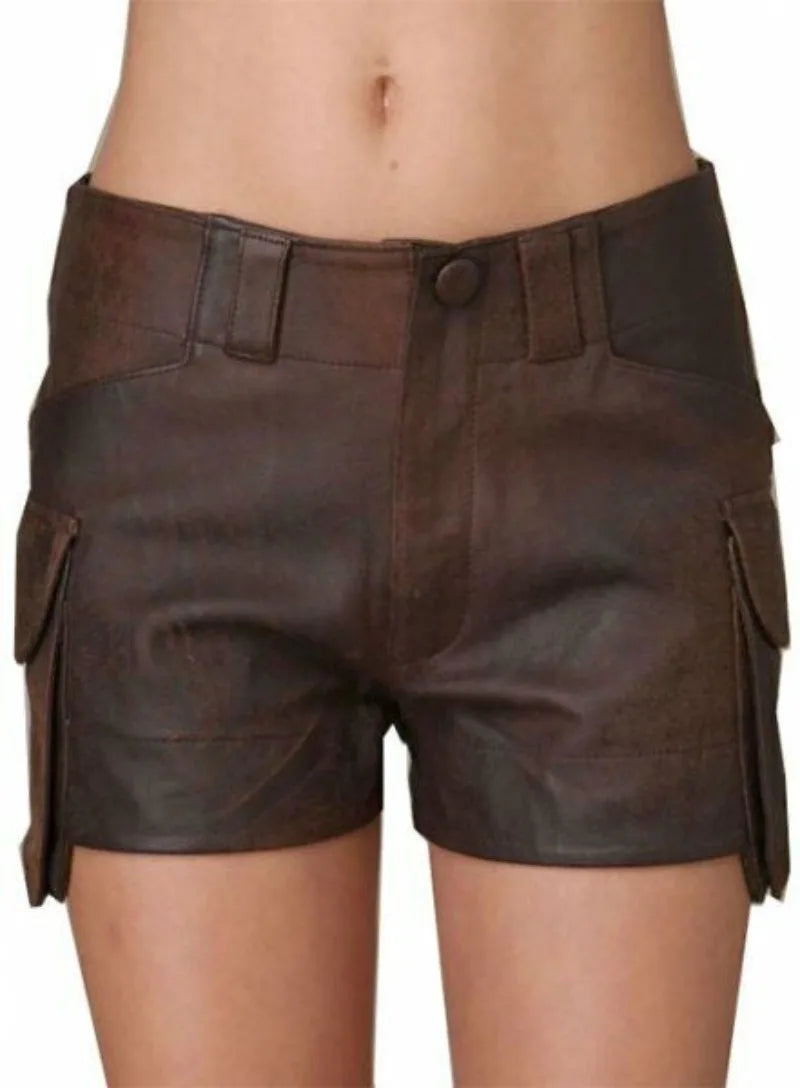 Leather Shorts New Hot Women Genuine Lambskin Sports Ladies Pants