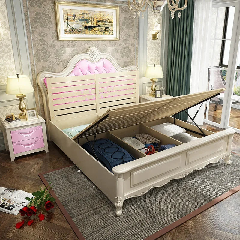 Baby Safe Double Bed Anti Shake Bedroom Garden French Humans Theater Dining Children Beds Minimalist Luchtbed Hotel Furniture