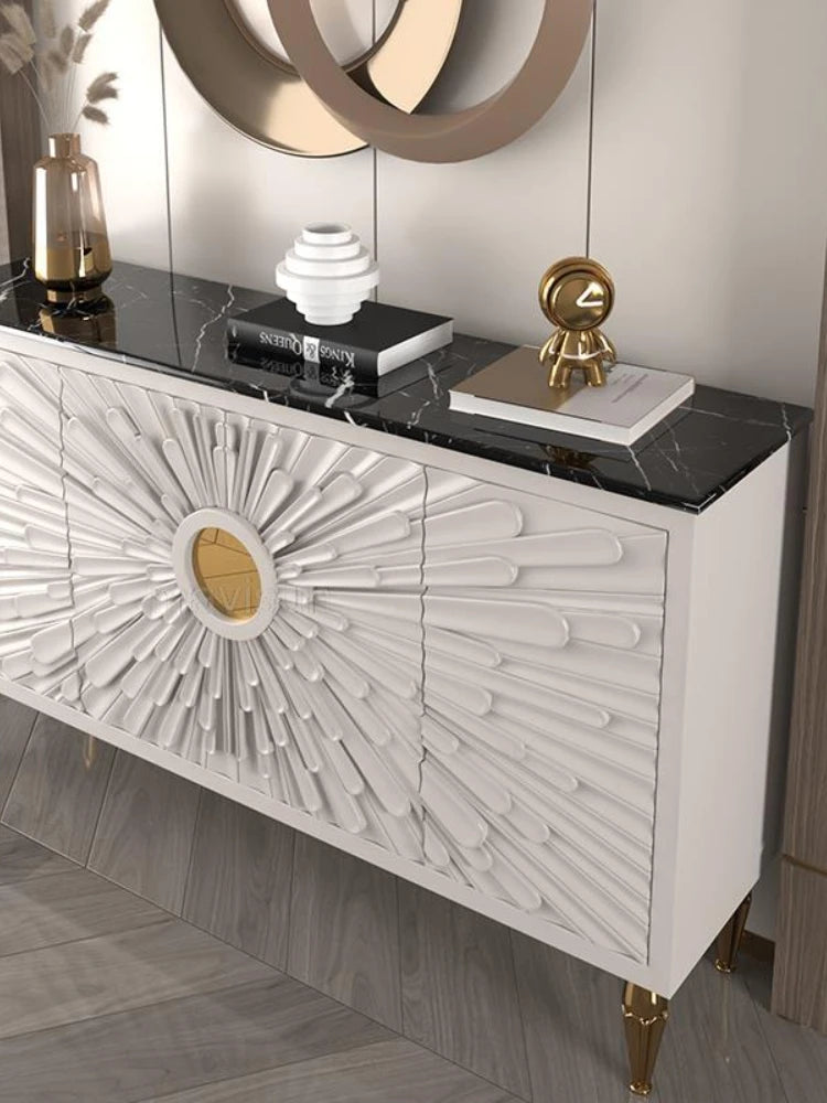 cabinet modern minimalist villa decoration locker solid wood wine cabinet Nordic marble side cabinet