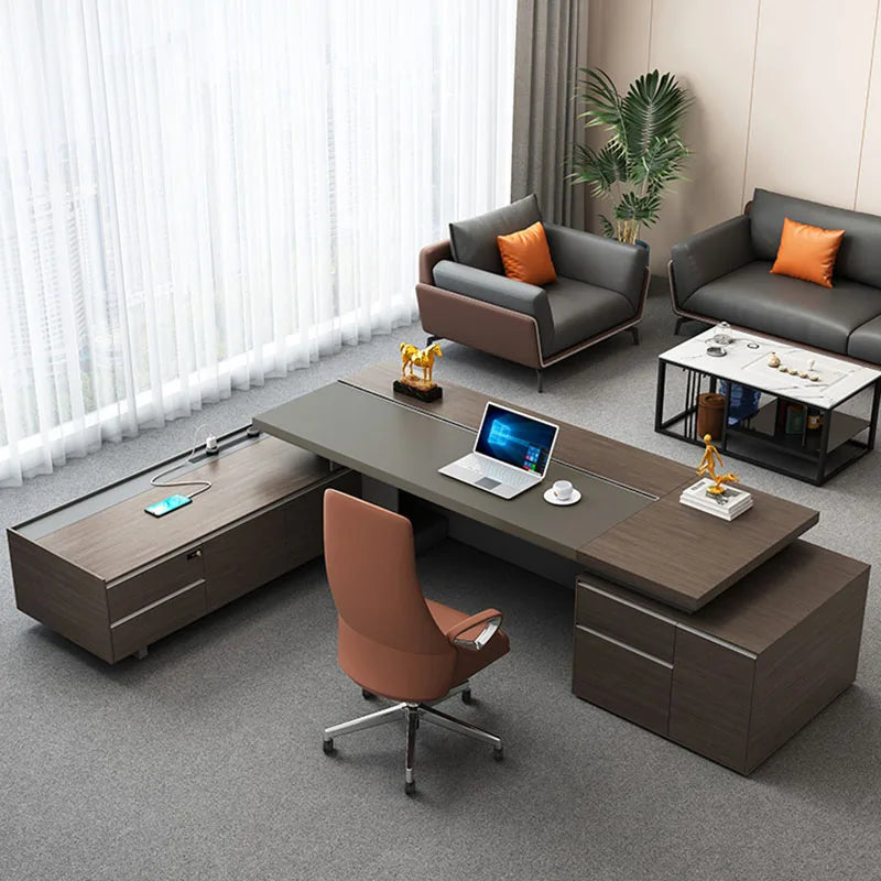 European Luxury Office Desk Drawers L Shaped Storage Reception Computer Desk Corner Setup Mesa De Computador Modern Furniture