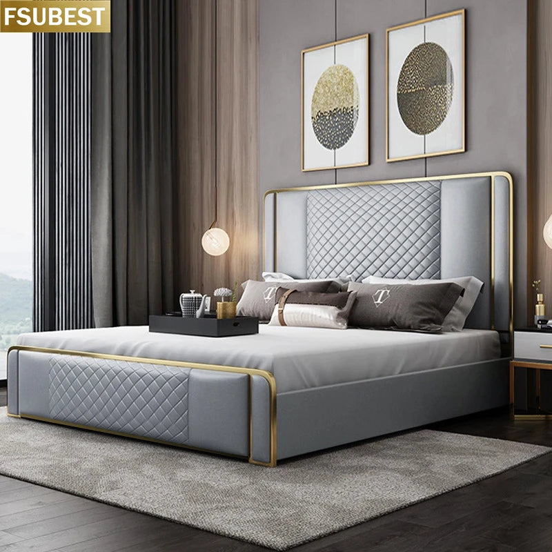 Designer Style Luxury Bed Frame Lit Cama Yatak Letto Letti Bedden Bedroom Furniture King Set 2 Personnes Madera Wooden Muebles