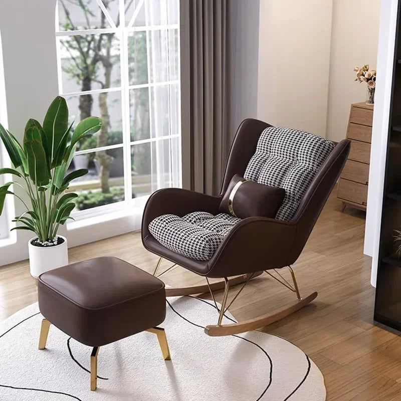 Modern Rocking Chairs White Luxury Floor Recliner Chairs Individual Support Pillow Ergonomic Muebles De La Sala Home Furniture