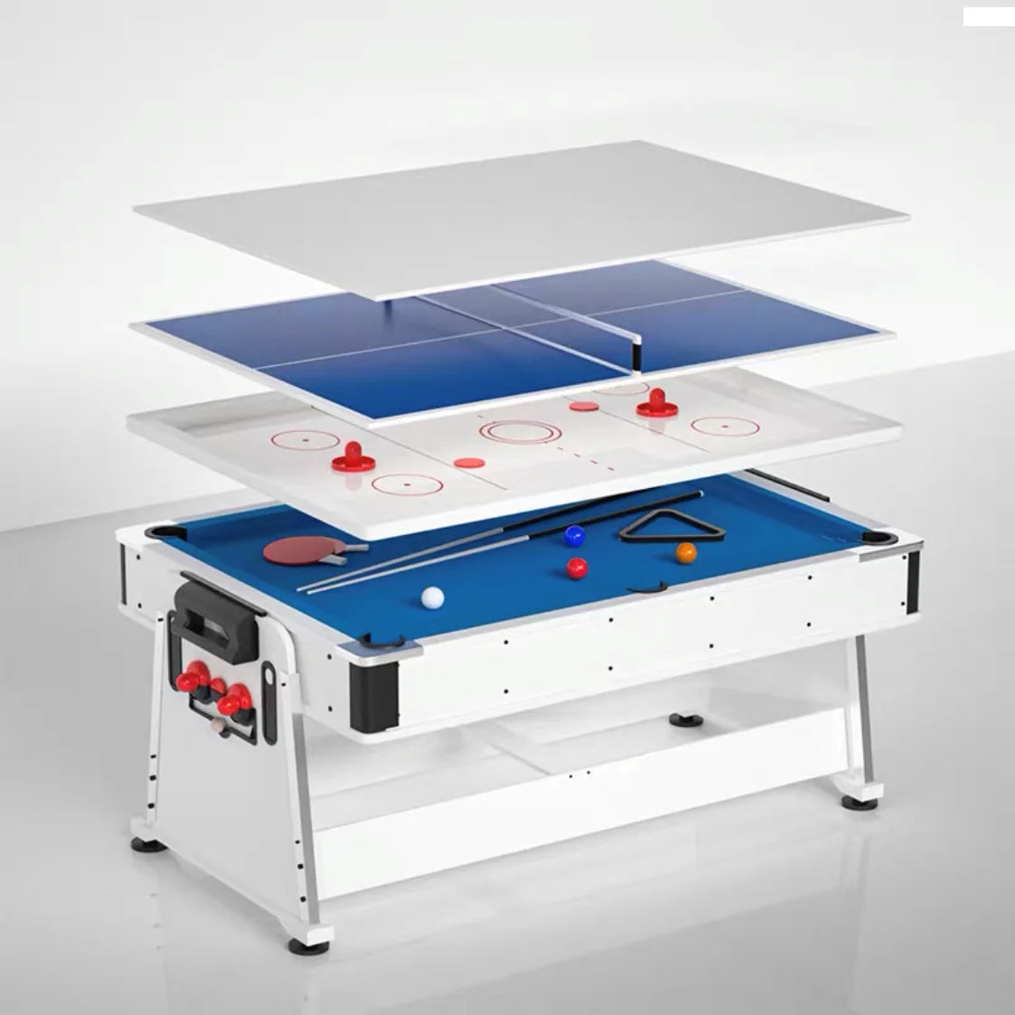 Popular hot sell 4 in 1 multi game table 7FT billiard pool table with pingpong air hockey dining game