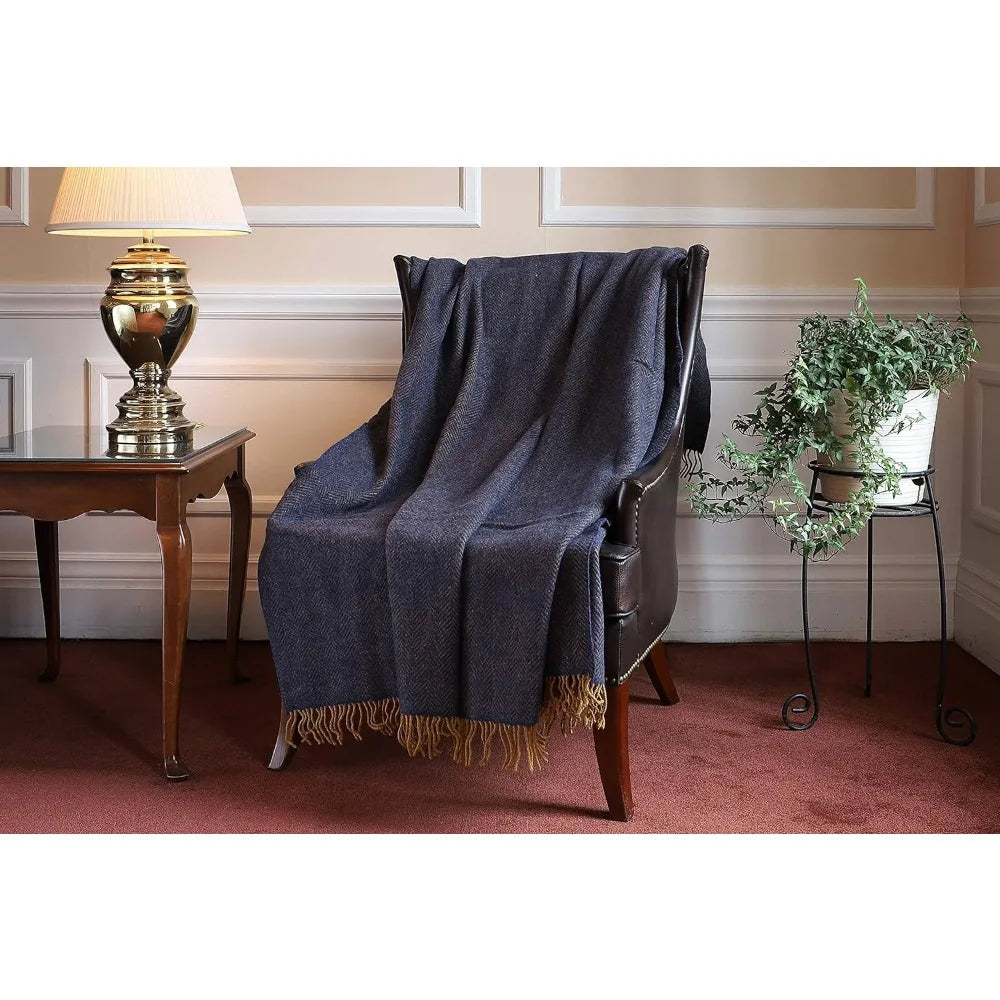 Premium Irish Cashmere & Merino Wool Blend Throw Blanket, 54" x 71 Inches, Soft Warm Feel