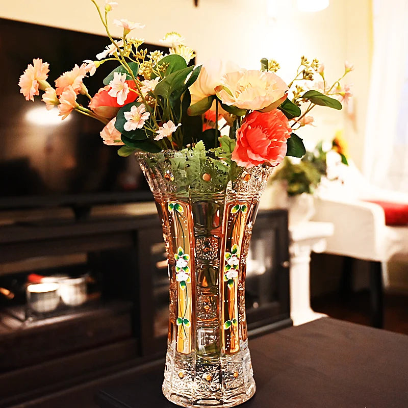 Boho Glass Plants Vase Transparent Vintage Luxury Floor Large Pots Aesthetic Live Room Terrarium Floreros Home Garden OA50HP